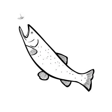 Fish hunts the fly Stock Illustration