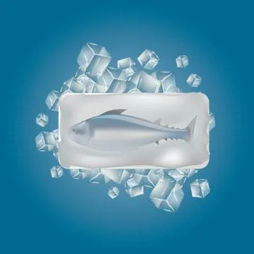 Fish In An Ice Cube Stock Illustration