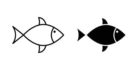 Fish icon in black and white. vector icon pack for websites Stock Illustration