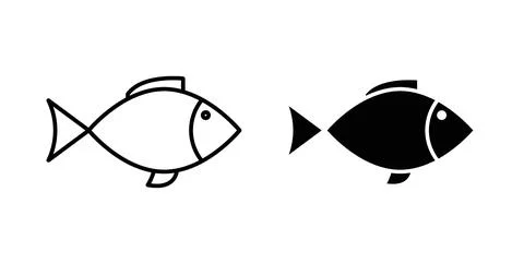 Fish icon in black and white. vector icon pack for websites Stock Illustration