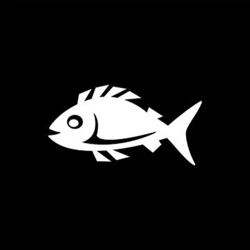 Fish Icon On Black Background. Black Flat Style Vector Illustration. Stock Illustration