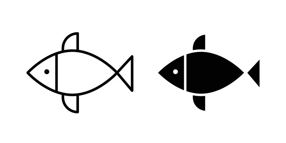 Fish icon black vector isolated on white Stock Illustration