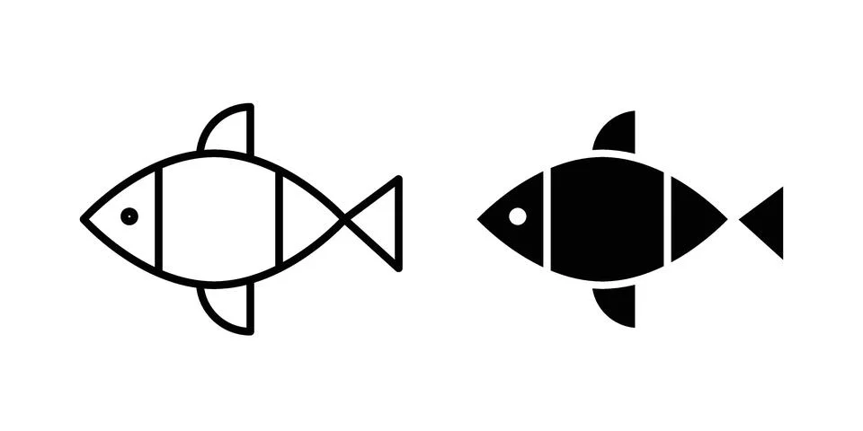Fish icon black vector isolated on white Stock Illustration
