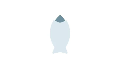 Fish icon displayed on a solid black background, emphasizing its shape and .. Stock Footage 332905243