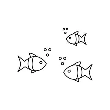 Fish Icon Editable Stroke Pixel Perfect Vector Stock Illustration
