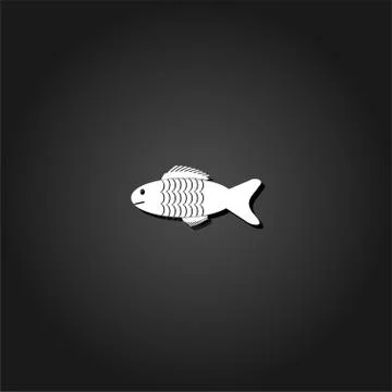 Fish icon flat. Stock Illustration