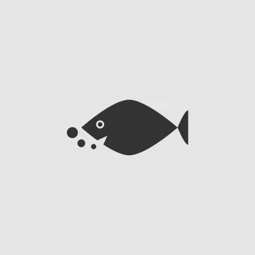 Fish icon flat. Stock Illustration