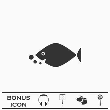 Fish icon flat. Stock Illustration