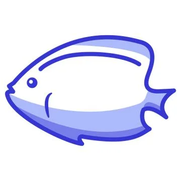 Fish icon flat vector line art.Symbol for a mobile application or website. Stock Illustration