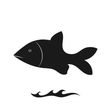 Fish icon, hand drawn template in flat style Stock Illustration