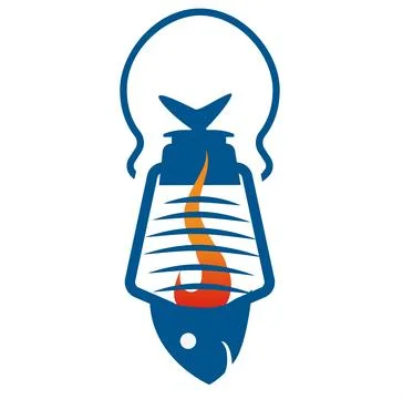 Fish icon logo inside lantern. vector イラスト素材