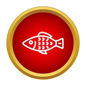 Fish icon on red button symbolizing seafood choice Stock Illustration