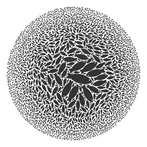 Fish Icon Round Bubble Collage Stock Illustration