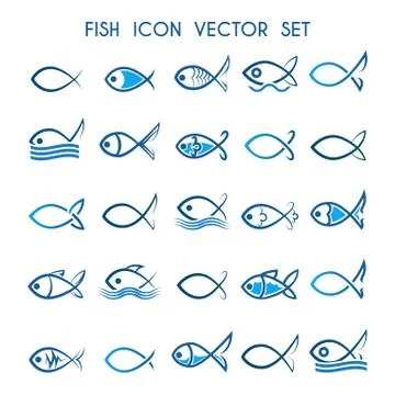 Fish icon Set Stock Illustration