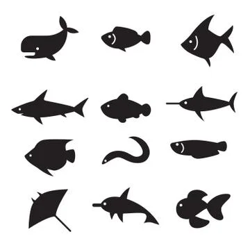 Fish icon set Stock-Illustration
