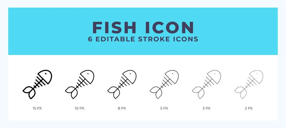 Fish icon symbol. Isolated. Vector illustration with editable stroke. Stock Illustration
