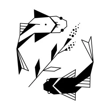 Fish icon vector. design for tattoo. Yin yang fish with flower vector. 스톡 일러스트