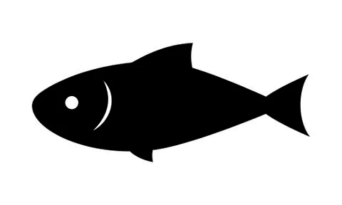 Fish icon vector isolated flat silhouette black Stock Illustration