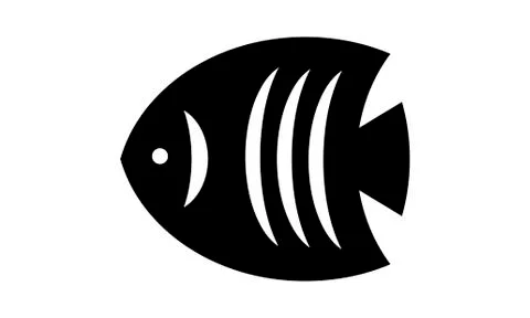 Fish icon vector isolated flat silhouette black Stock Illustration