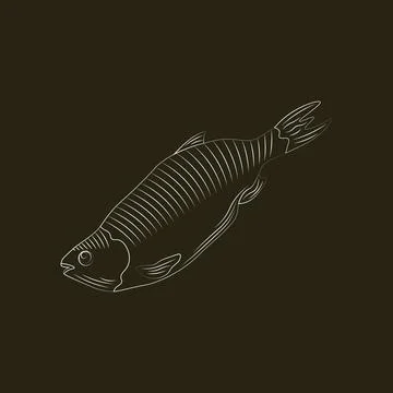 Fish icon vector isolated. Stylization by hand drawing Illustrazione stock