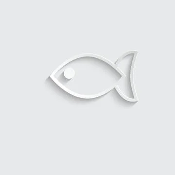 Fish icon vector paper icon line style Stock Illustration