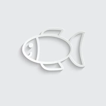 Fish icon vector paper icon line style Stock Illustration