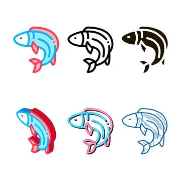 Fish icon vector range outline Stock Illustration