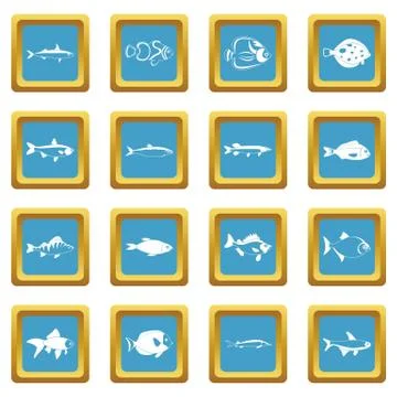 Fish icons azure Stock Illustration