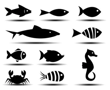 Fish icons Stock Illustration
