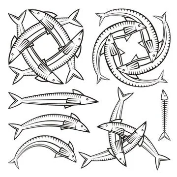 Fish icons Stock Illustration
