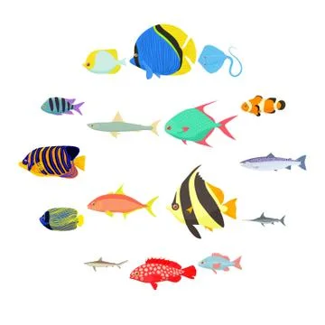 Fish icons set Stock Illustration