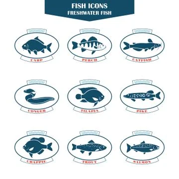 Fish icons in vector Ilustración de archivo