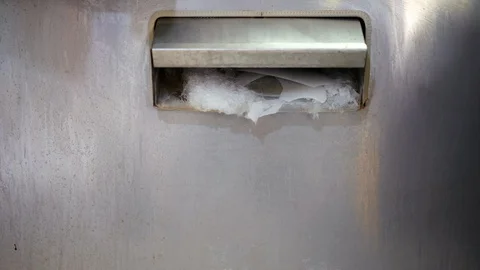 Fish industry. Refrigerator for make crushed Ice. Ice production on a fishing 스톡 동영상 104424042