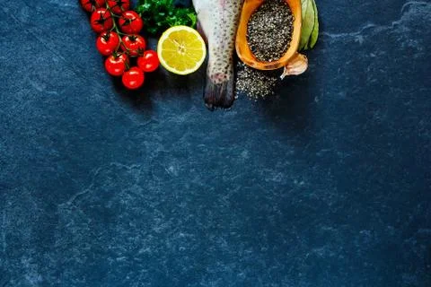 Fish with ingredients Stock Photos