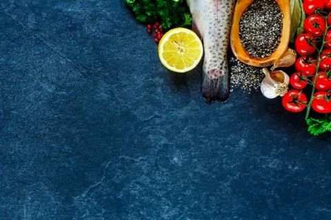 Fish with ingredients Stock Photos