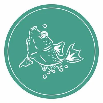 Fish jump line Logo Vector Illustration Stock Illustration