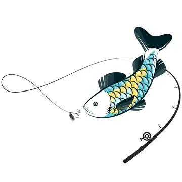 Fish jumping for bait on a hook Stock Illustration