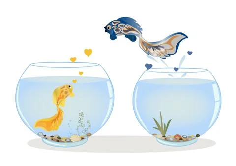 Fish jumping to his lover Stock Illustration