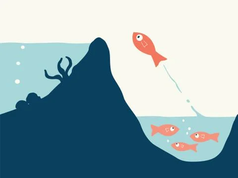 Fish jumping Stock Illustration