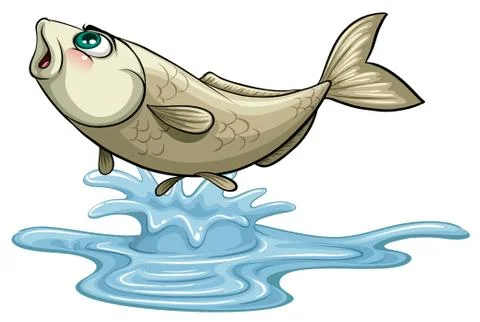 Fish jumping out on water surface Stock Illustration