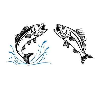 Fish jumping in water silhouette vector illustration Stock Illustration