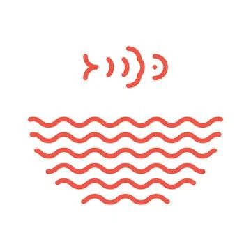 Fish jumping from water waves logo. Poke bowl logotype Stock Illustration