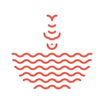 Fish jumping from water waves logo. Poke bowl logotype Stock Illustration