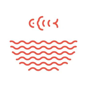 Fish jumping from water waves logo. Poke bowl logotype Stock Illustration