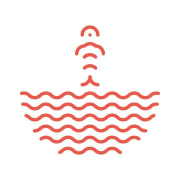 Fish jumping from water waves logo. Poke bowl logotype Stock Illustration