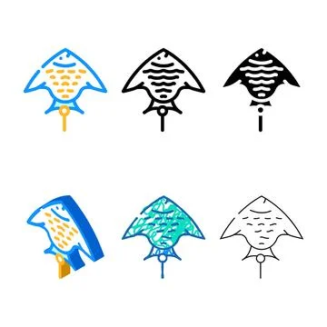 Fish from kite color icon vector clean Stock Illustration