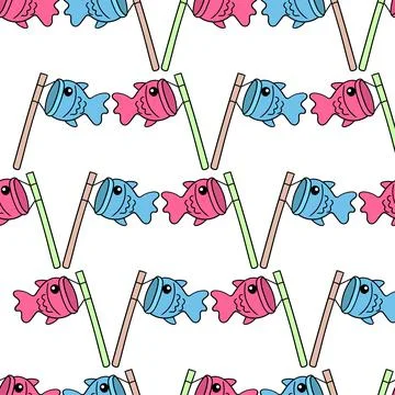Fish kite seamless pattern textile print. repeat pattern background design Stock Illustration