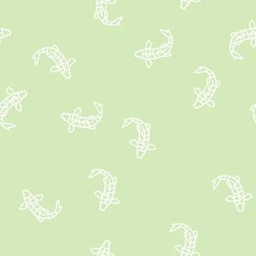 Fish koi line seamless pattern Stock Illustration