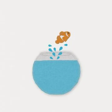 Fish leader on white background with stitch style, unique and diffrent busine Stock Illustration