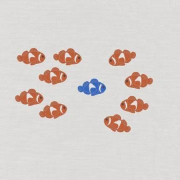 Fish leader on white background with stitch style, unique and diffrent busine Stock Illustration